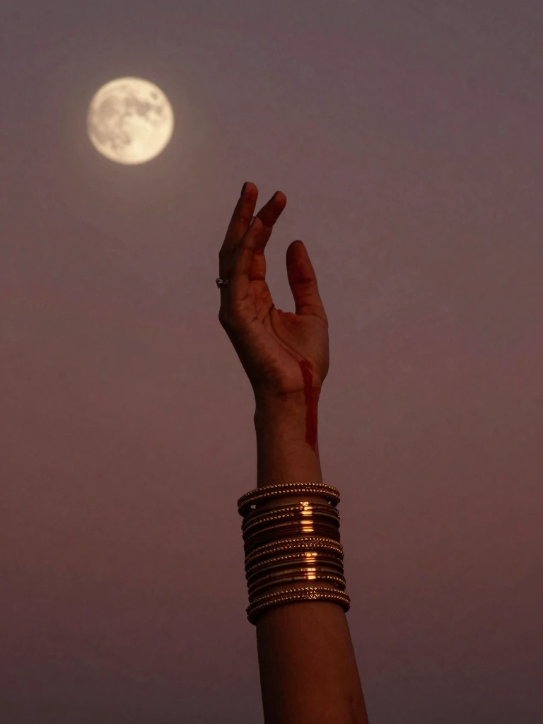 A hand toward the moon